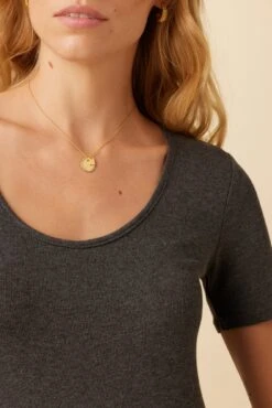 Itana Dream Rib Tee - Anthracite -Mode Weft Sales Store 0018 SS Itana Anthracite 4