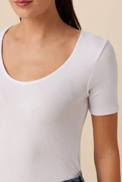 Itana Dream Rib Tee - White -Mode Weft Sales Store 0018 Itana White 4