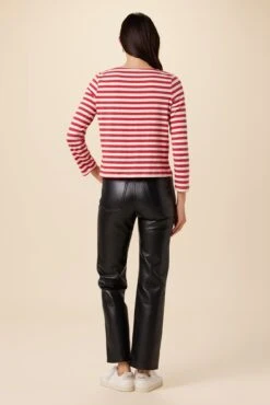 Cecelia Long Sleeve Reverie Knit Tee - Zinnia And Ivory -Mode Weft Sales Store 0052 LS Cecelia Zinnia Ivory Stripe 3