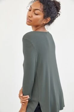 Celine 3/4 Sleeve Dream Rib Tee - Moss -Mode Weft Sales Store 0069 Celine Moss 1156 web 195330cb 35eb 4926 b1d8 e80d1ded81c6