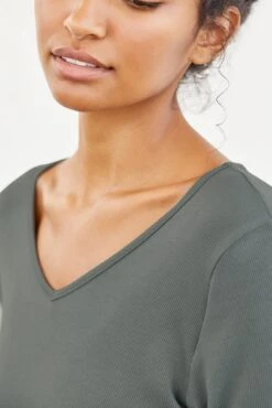 Celine 3/4 Sleeve Dream Rib Tee - Moss -Mode Weft Sales Store 0069 Celine Moss 1164 web e492acb5 8b2a 473b af02 a7d8c54181b0