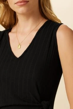 Cornelia Provence Rib Dress - Black -Mode Weft Sales Store 0082 Cornelia Rib Black 4