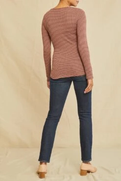 Itana Long Sleeve Scallop Knit Tee - Maple Quartz Stripe -Mode Weft Sales Store 0110 Itana Scallop Maple Quartz 3391 web 17436931 537d 4240 a261 eabeefe0ecca