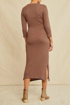 Colombe Scallop Knit Dress - Azure Umber Stripe -Mode Weft Sales Store 0120 34 Sleeve Colombe Scallop Umber Azure 3117 web 693d5b41 1394 4220 92a6 6c000a48cb7c