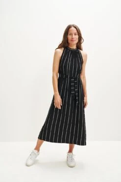 Mila Zero-Waste Dream Knit Dress -Mode Weft Sales Store 0365 Mila Zero Waste Dress Black Havana Stripe 1610 web