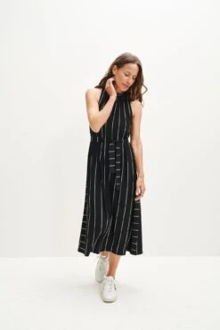 Mila Zero-Waste Dream Knit Dress -Mode Weft Sales Store 0365 Mila Zero Waste Dress Black Havana Stripe 1617 web