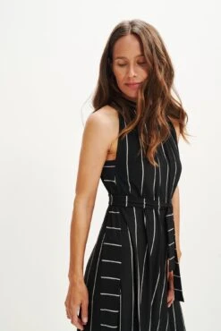 Mila Zero-Waste Dream Knit Dress -Mode Weft Sales Store 0365 Mila Zero Waste Dress Black Havana Stripe 1637 web