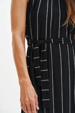 Mila Zero-Waste Dream Knit Dress -Mode Weft Sales Store 0365 Mila Zero Waste Dress Black Havana Stripe 1673 web