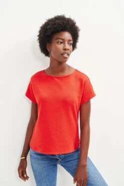 Chessa Scallop Knit Tee - Carmine -Mode Weft Sales Store 0392 Chessa Carmine 2435 web 8fbac6ba 1b0b 4333 bea9 9000beb79046