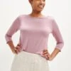 Francoise 3/4 Sleeve Dream Knit Tee - Lilac
