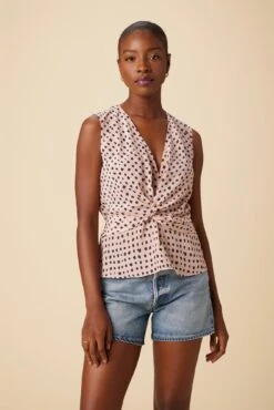 Clemence Washable Silk Blouse - Valencia Dot Pink