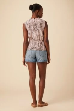 Clemence Washable Silk Blouse - Valencia Dot Pink -Mode Weft Sales Store 04 10118 Clemence Silk Valencia Dot 3