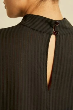 Alina Tencel Dress - Black -Mode Weft Sales Store 0542 Alina Stripe Black 1083 web