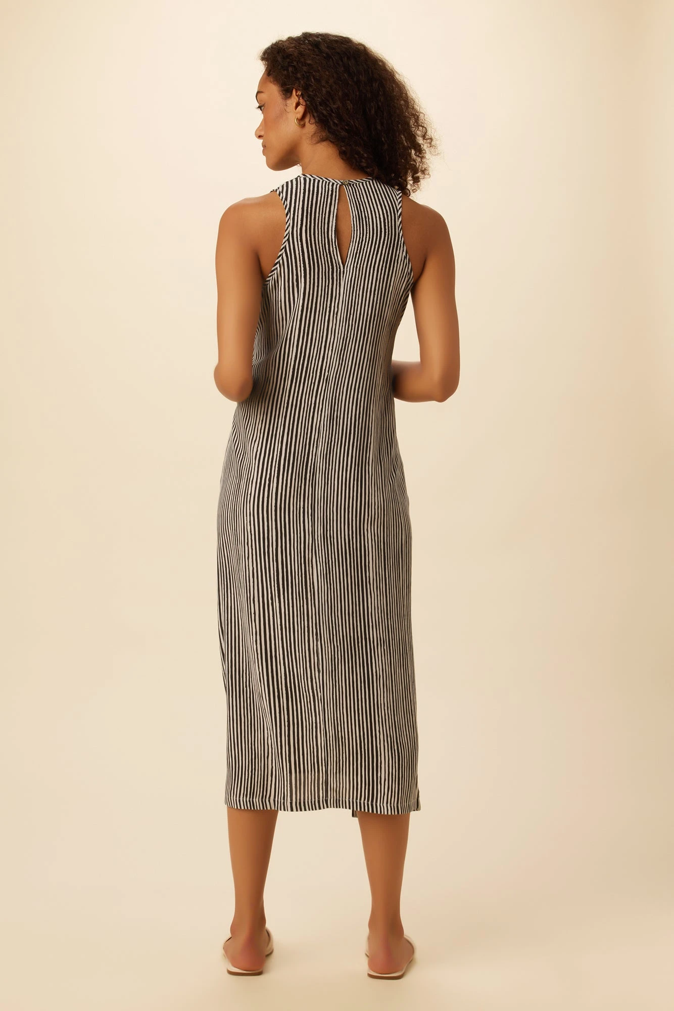 Cortney Washable Silk Midi Dress - Ink Stripe 5 Cortney Washable Silk Midi Dress - Ink Stripe - Image 3