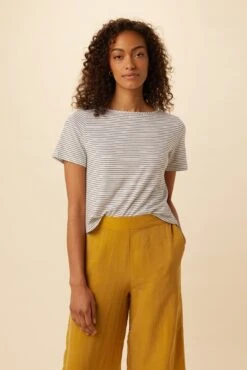 Roxie Reverie Slub Tee - Gigi White Stripe