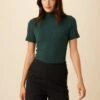 Fiona Paris Rib Turtleneck Top - Darkest Spruce -Mode Weft Sales Store 0597R1 Fiona Darkest Spruce 1