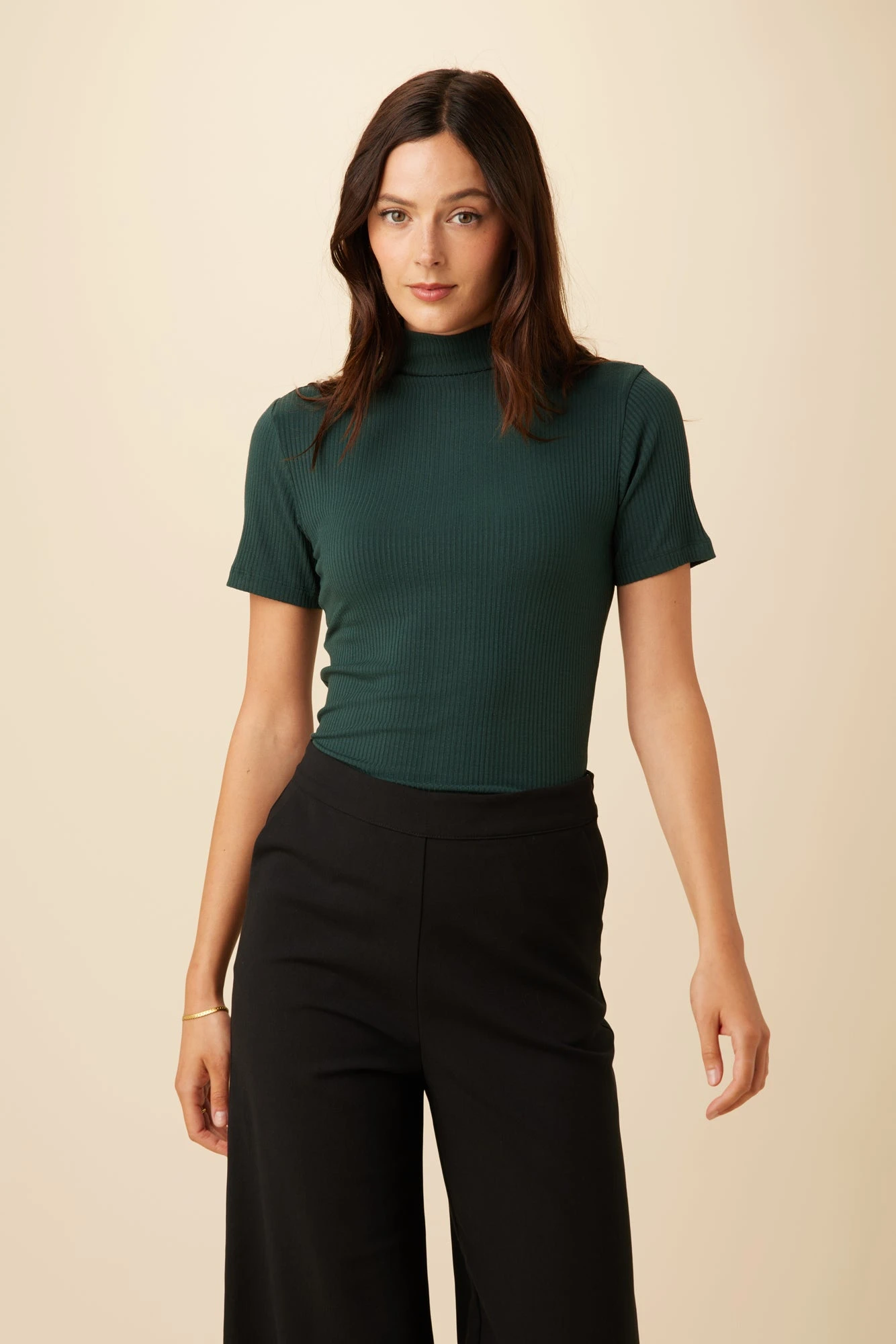 Fiona Paris Rib Turtleneck Top - Darkest Spruce 2 Fiona Paris Rib Turtleneck Top - Darkest Spruce