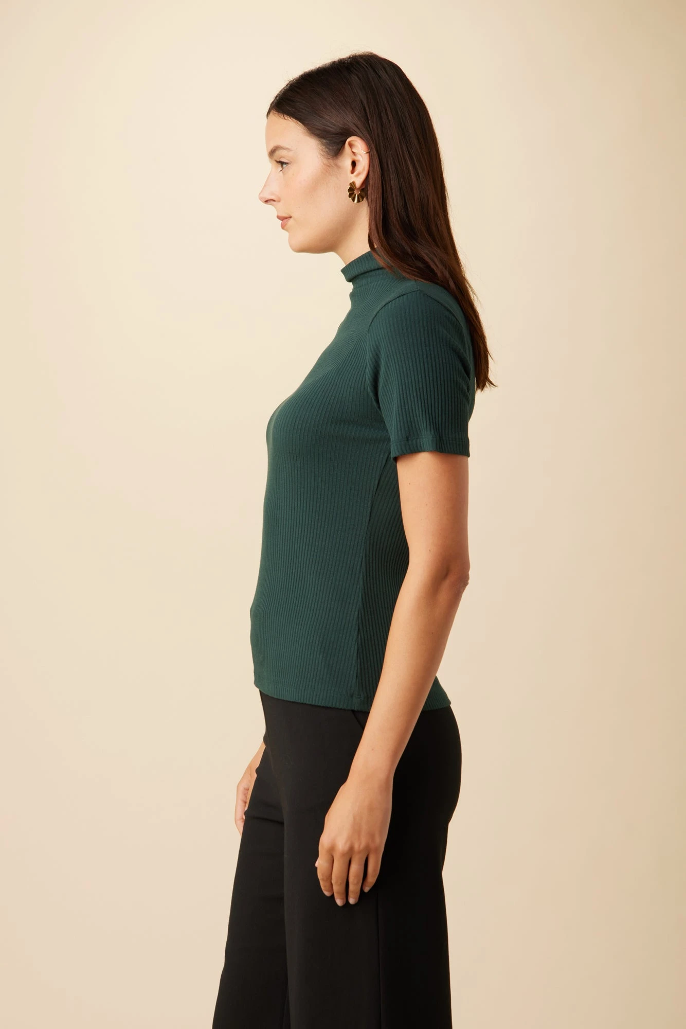 Fiona Paris Rib Turtleneck Top - Darkest Spruce 3 Fiona Paris Rib Turtleneck Top - Darkest Spruce - Image 2