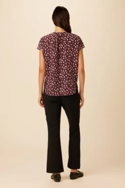 Renata Washable Silk Blouse - Pebble Dot Plum -Mode Weft Sales Store 05 1068 Renata Plum Ivory 3
