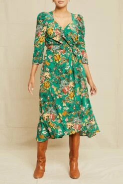 Maribel Washable Silk Wrap Dress - Rosalind Floral
