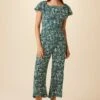 Lucia Washable Silk Jumpsuit - Green Palm -Mode Weft Sales Store 0794R1 Lucia Green Palm 1
