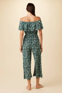 Lucia Washable Silk Jumpsuit - Green Palm -Mode Weft Sales Store 0794R1 Lucia Green Palm 3