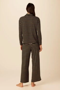 Phillipa Dream Knit Pajama Top - Harbor Black And Soft Pink -Mode Weft Sales Store 09 0235 Philipa Harbor Black and Soft Pin 3