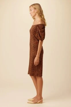 Bonnie Reverie Knit Dress - Almond Leopard Print -Mode Weft Sales Store 10050 Bonnie Almond Leopard 5