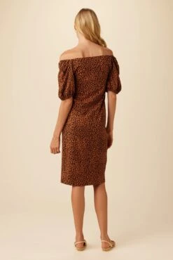 Bonnie Reverie Knit Dress - Almond Leopard Print -Mode Weft Sales Store 10050 Bonnie Almond Leopard 6