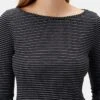 Francoise 3/4 Sleeve Dream Knit Tee - Gigi Black Stripe -Mode Weft Sales Store 1005R1 34 Francoise Gigi Black Stripe 4