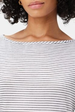 Francoise 3/4 Sleeve Dream Knit Tee - Gigi White Stripe -Mode Weft Sales Store 1005R1 34 Francoise Gigi White Stripe 4