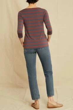 Francoise 3/4 Sleeve Dream Knit Tee - Maple Azure Stripe -Mode Weft Sales Store 1005 3Q Slv Francoise Sausalito Stripe Maple Azure 2821 web f6918eec 9036 4450 93df a18e4fa1029d