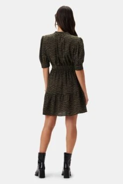 Malta Washable Silk Dress - Zebra Green Black -Mode Weft Sales Store 10072 Malta Silk Zebra Green Black 3