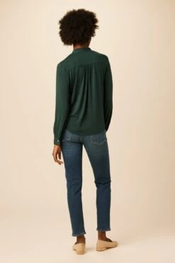 Aster Dream Knit Blouse - Darkest Spruce -Mode Weft Sales Store 10083 Aster Darkest Spruce 3