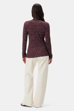 Lux Viscose Knit Turtleneck - Doucet Dot Vineyard -Mode Weft Sales Store 10087 Lux Viscose Doucet Dot Vineyard 3