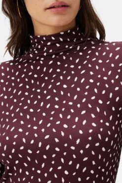 Lux Viscose Knit Turtleneck - Doucet Dot Vineyard -Mode Weft Sales Store 10087 Lux Viscose Doucet Dot Vineyard 4