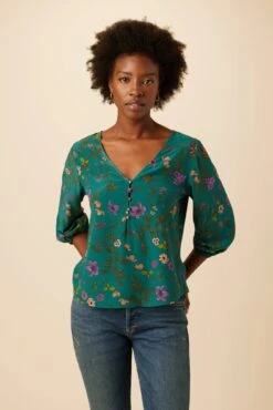 Linnea Washable Silk Top - Genoa Floral