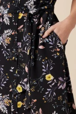 Joyce Washable Silk Dress - French Jardin Black -Mode Weft Sales Store 10120 Joyce Silk French Jardin Black 5