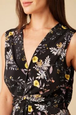 Olive Washable Silk Midi Dress - French Jardin Black -Mode Weft Sales Store 10129R1 Olive Silk French Jardin 4