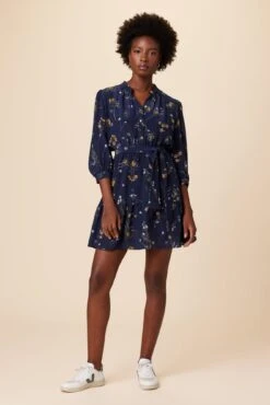 Arya 3/4 Sleeve Washable Silk Dress - Ana Floral