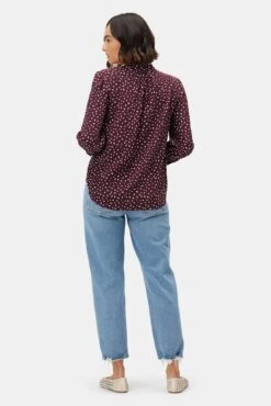 Charlotte Washable Silk Blouse - Doucet Dot Vineyard -Mode Weft Sales Store 10140 Charlotte Silk Doucet Dot Vineyard 3