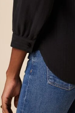 Charlotte 3/4 Sleeve Tencel Blouse - Black -Mode Weft Sales Store 10141 Charlotte Tencel Black 5