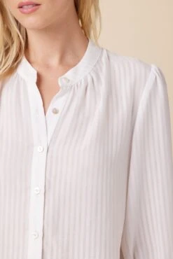 Charlotte 3/4 Sleeve Tencel Blouse - White -Mode Weft Sales Store 10141 Charlotte Tencel White 4