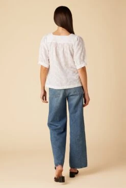 Edith Upcycled Eyelet Blouse - White -Mode Weft Sales Store 10146 Edith Eyelete White 3