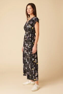 Wynnie Washable Silk Jumpsuit - French Jardin Black -Mode Weft Sales Store 10150 Wynnie Silk French Jardin 2