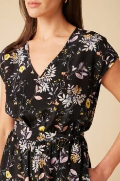 Wynnie Washable Silk Jumpsuit - French Jardin Black -Mode Weft Sales Store 10150 Wynnie Silk French Jardin 4