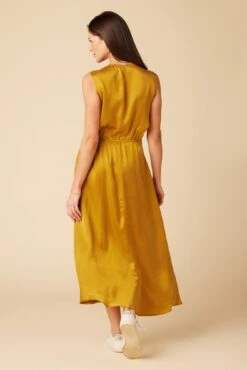 Olive Cupro Midi Dress - Gold -Mode Weft Sales Store 10151 Olive Cupro Gold 3