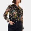 Jeanne Chiffon Blouse - Rosalind Floral Black 2 Jeanne Chiffon Blouse - Rosalind Floral Black -Mode Weft Sales Store 10155 Jeanne Chiffon Rosalind Floral Black 1