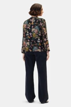 Jeanne Chiffon Blouse - Rosalind Floral Black -Mode Weft Sales Store 10155 Jeanne Chiffon Rosalind Floral Black 3