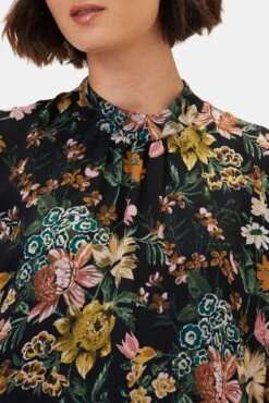 Jeanne Chiffon Blouse - Rosalind Floral Black -Mode Weft Sales Store 10155 Jeanne Chiffon Rosalind Floral Black 4